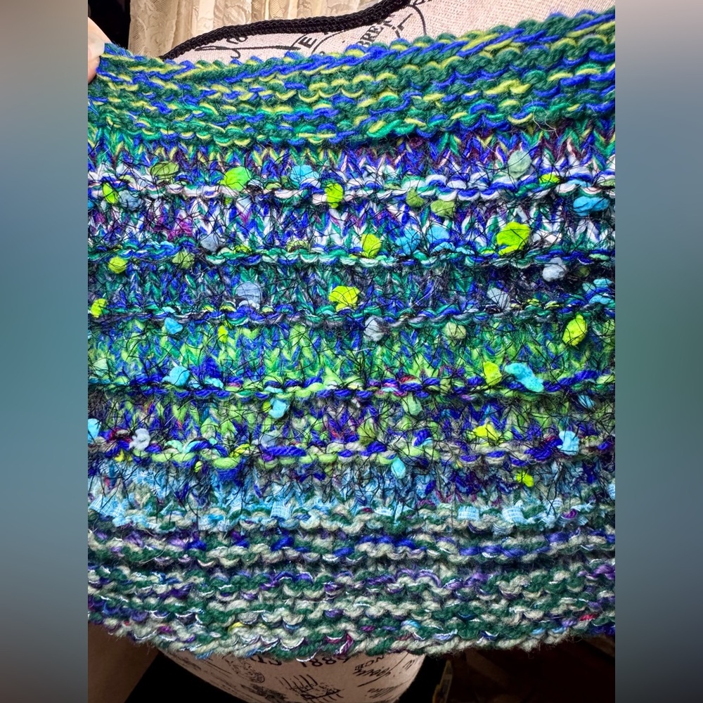 Premium Wool Infinity Scarf —Witchy Ocean Blues•4-Strand Hand Knit•One-of-a-Kind - Picture 15 of 17
